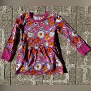 Take My Hand Breakfast Print Long Sleeve Bodysuit Dress - Size 9-12 months